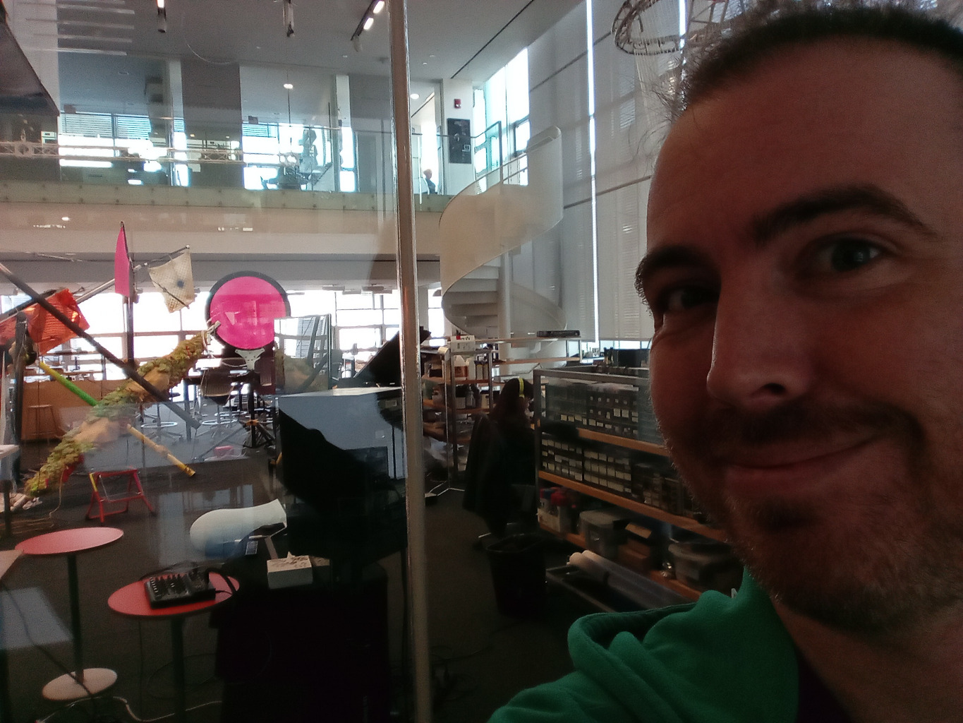 Clinton stands in front of a room full of strange and interesting projects inside the Media Lab building on the campus of the Massachusetts Institute of Technology. He should not be there.